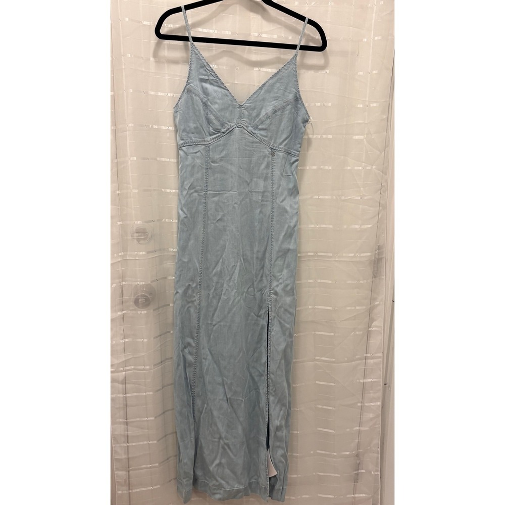 Guess Cruz Maxi Dress Light Blue Denim Wash Lyocell Blend W4YK82 D4ZL3 Small NWT